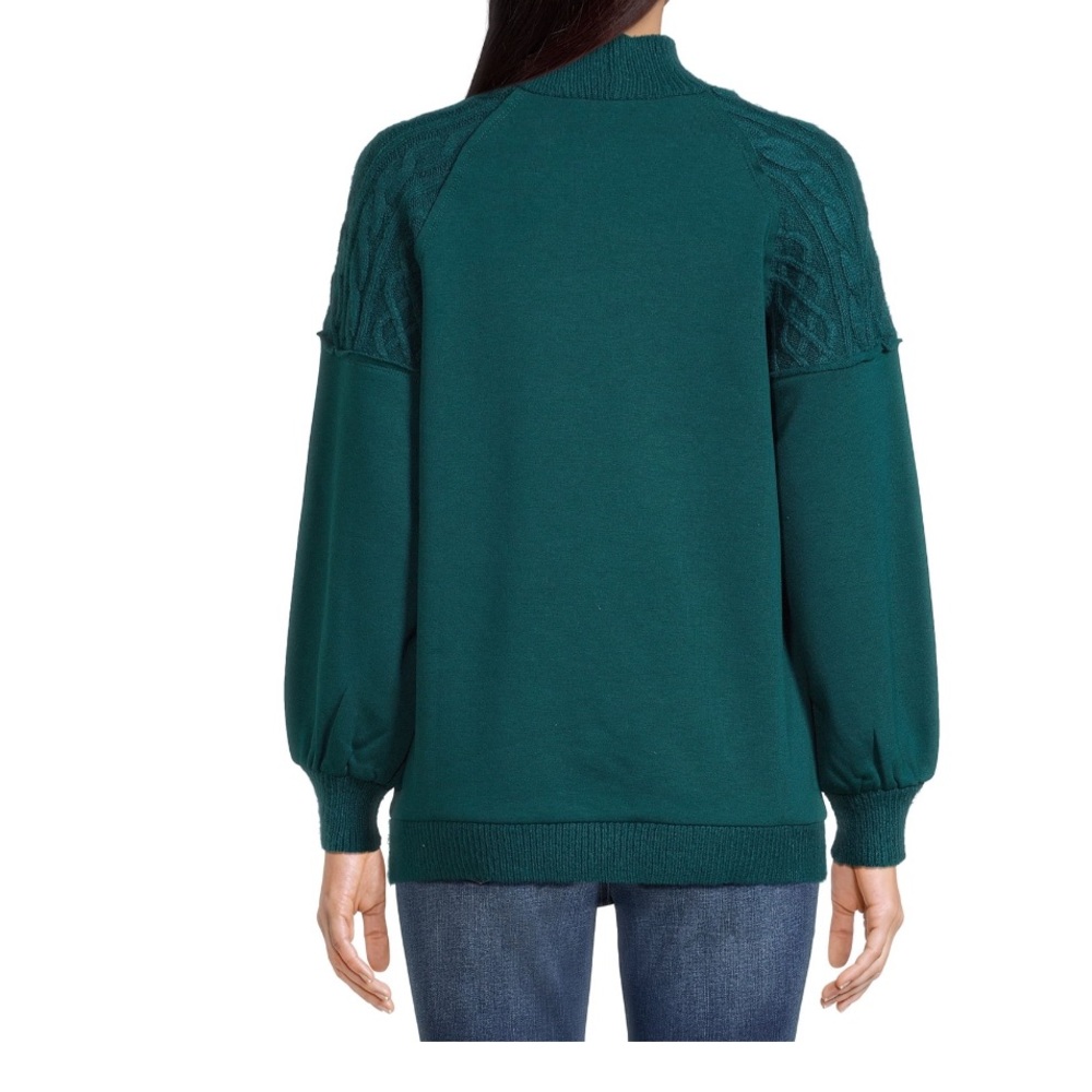 Time and Tru Women's Mixed Media Mock Neck Top Size L - Picture 3 of 13